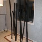 Jardim de bambus pintados de preto
